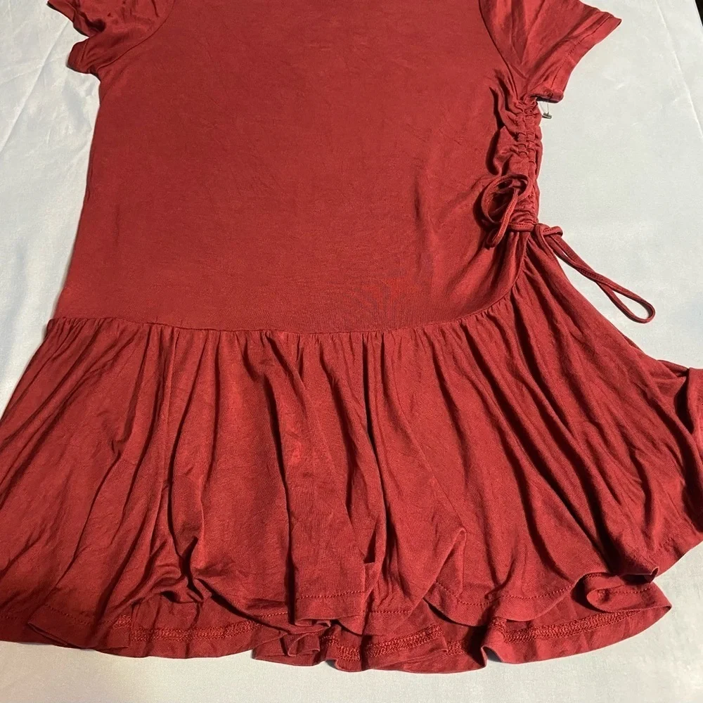NWOT .. J. Crew Red Ruffled Short Sleeve Tunic
